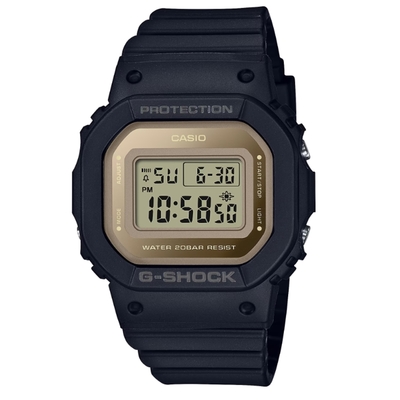 CASIO 卡西歐 G-SHOCK 纖薄精巧 個性簡約 金屬質感 酷黑金 經典方型 GMD-S5600-1_40.5mm