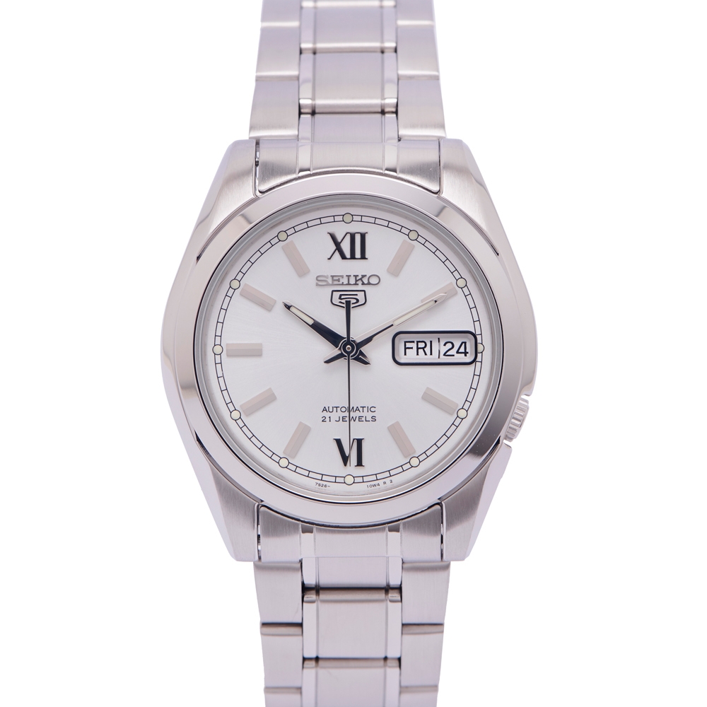 SEIKO 五號機機芯款機械手錶(SNKL51K1)-銀面x銀色/37mm