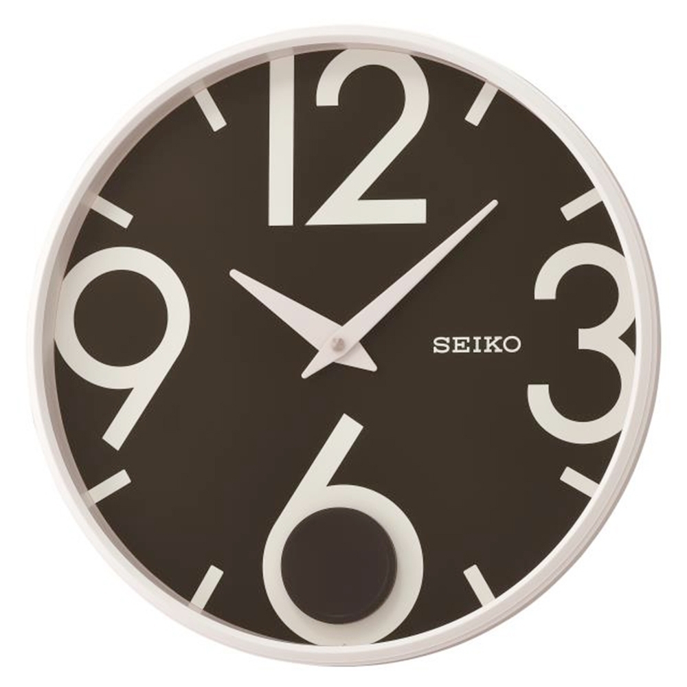 SEIKO 日本精工 簡約時尚 搖動擺錘 時鐘(QXC239W)33cm