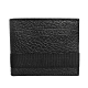 Calvin Klein 黑色荔枝紋全皮拼接品牌織帶雙折短夾 product thumbnail 1