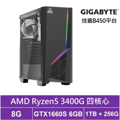 技嘉B450平台[復仇狼神]R5四核GTX1660S獨顯電玩機