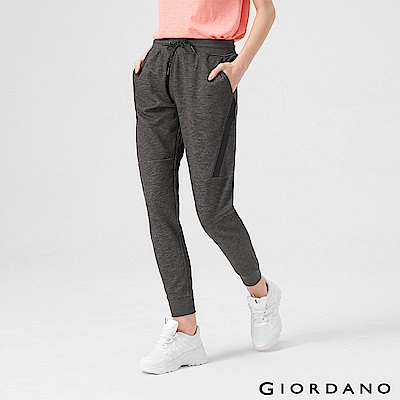 GIORDANO 女裝G-MOTION拉鍊口袋運動束口褲-47 仿缎彩黑