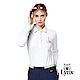 【Lynx Golf】女款吸濕排汗壓光冰涼紗彩色鈕扣長袖立領POLO衫-白色 product thumbnail 2