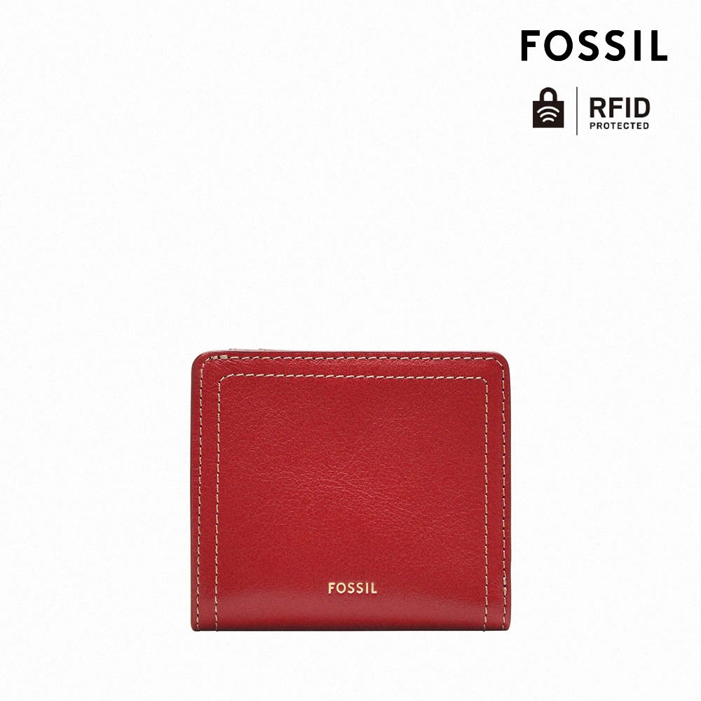 FOSSIL Logan 真皮RFID防盜短夾-紅色 SL7829615