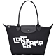 LONGCHAMP LGP Stamp 小型 浮雕字母厚磅帆布摺疊肩背托特包(黑色) product thumbnail 1