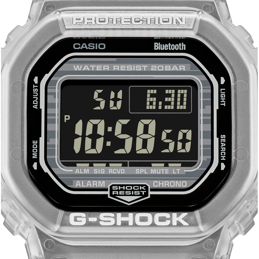 CASIO卡西歐G-SHOCK 藍牙半透明漸變透白經典方形DW-B5600G-7_42.8mm