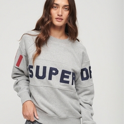 SUPERDRY 女裝 大學T 長袖上衣 圓領套頭衫 Superdry SKI 灰