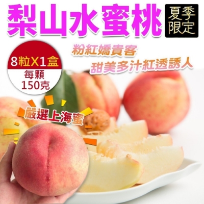 【天天果園】台灣上海蜜水蜜桃8顆x1盒(每顆約150g)