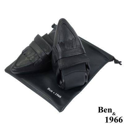 Ben&1966高級植鞣羊皮流蘇造型舒適摺疊鞋-黑(2360021)