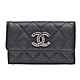 CHANEL 經典菱格粒紋牛皮品牌雙C LOGO暗釦卡夾/零錢包(黑色) product thumbnail 1