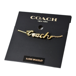 COACH 晶鑽草寫COACH可調式手鍊-金色