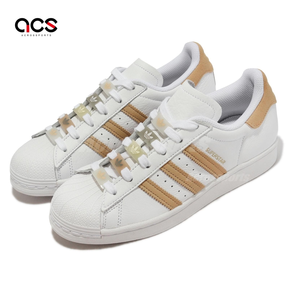 Adidas 休閒鞋 Superstar W 女鞋 白 焦糖色 貝殼頭 鞋帶扣 愛迪達 GZ0868