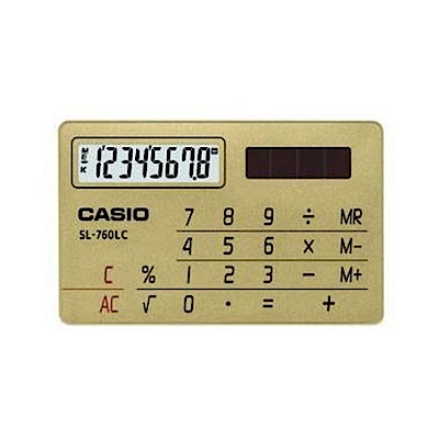 CASIO  國家考試專用機8位數名片型設計造型計算機-金 (SL-760LC-GD)