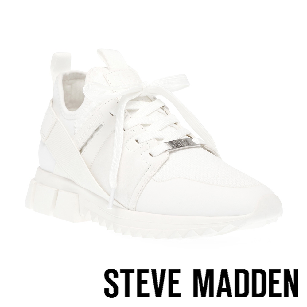 STEVE MADDEN-DECEND 拼接綁帶休閒鞋-白色