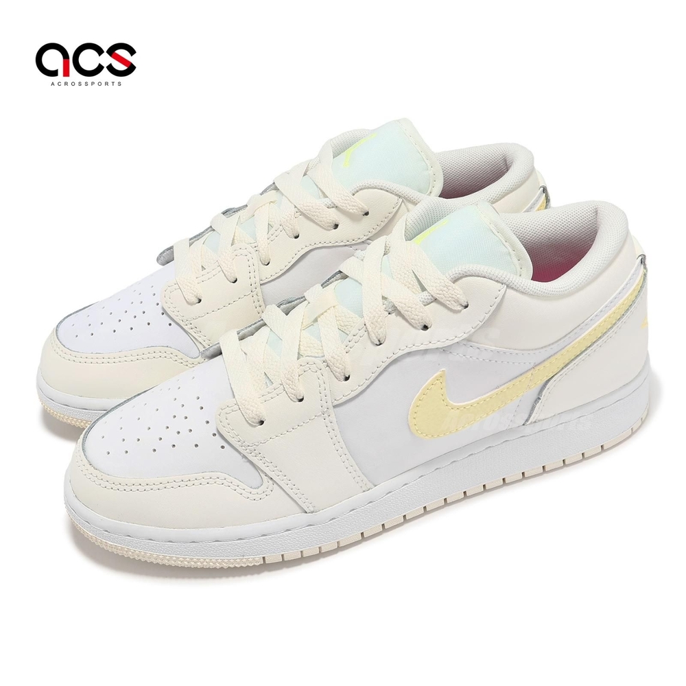 Nike 休閒鞋 Air Jordan 1 Low GS 大童 女鞋 白 鵝黃 AJ1 FV8486-181