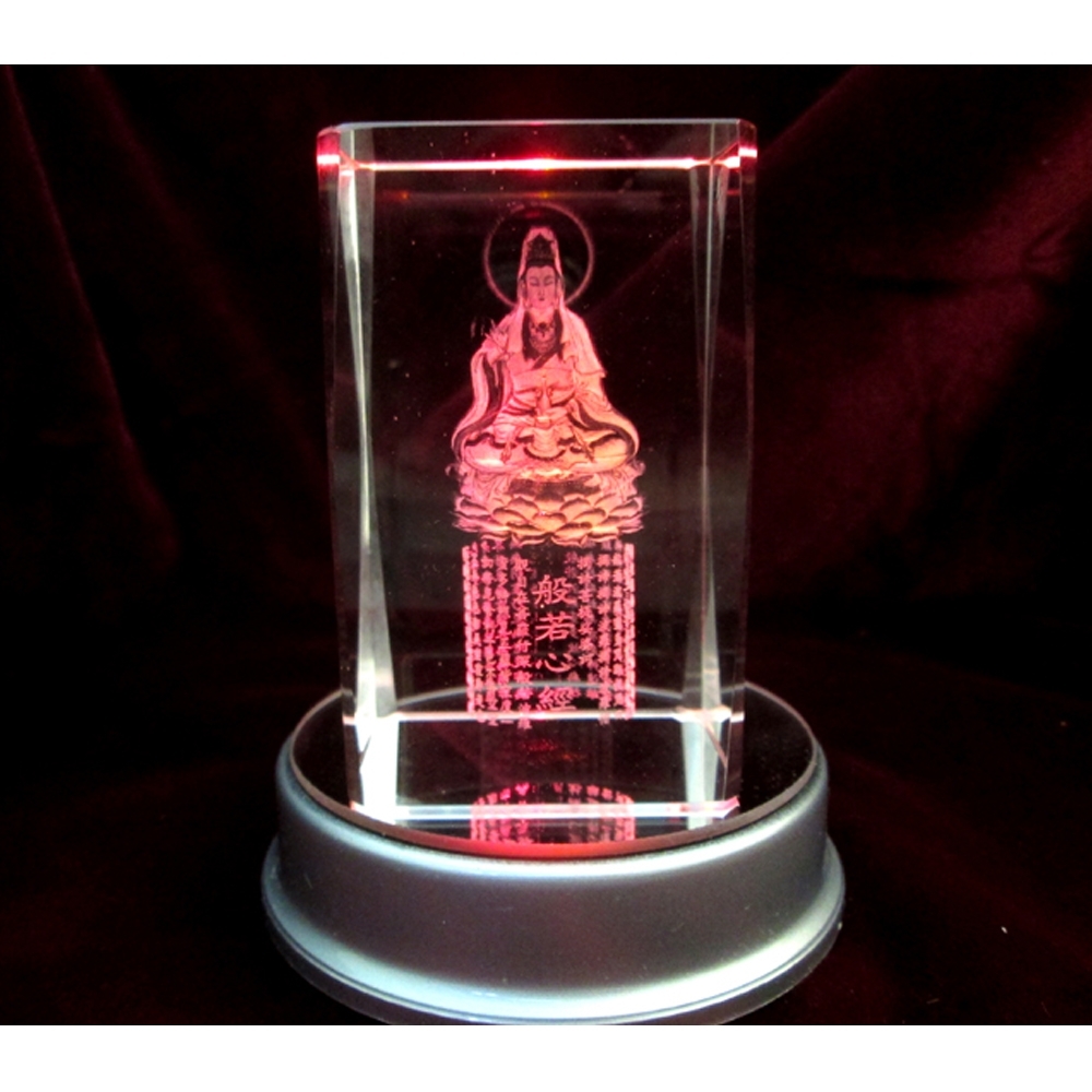 【原藝坊】K9 3D內雕佛像水晶立方體擺件 含底座(三款任選)