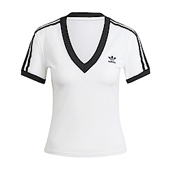 Adidas 3 S V-NECK Tee IR8114 女 短袖上衣 深V領 經典 三葉草 休閒 時尚 白