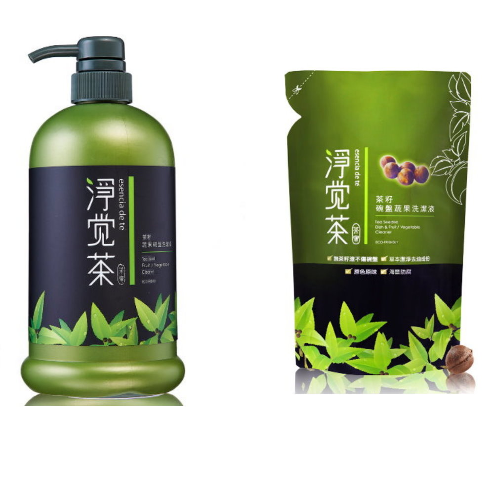 茶寶 淨覺茶 茶籽蔬果碗盤洗潔液/補充包20包(加贈800ml/瓶)特惠組