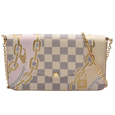 LV N40466 經典Félicie Pochette Damier帆布斜背包(白色)