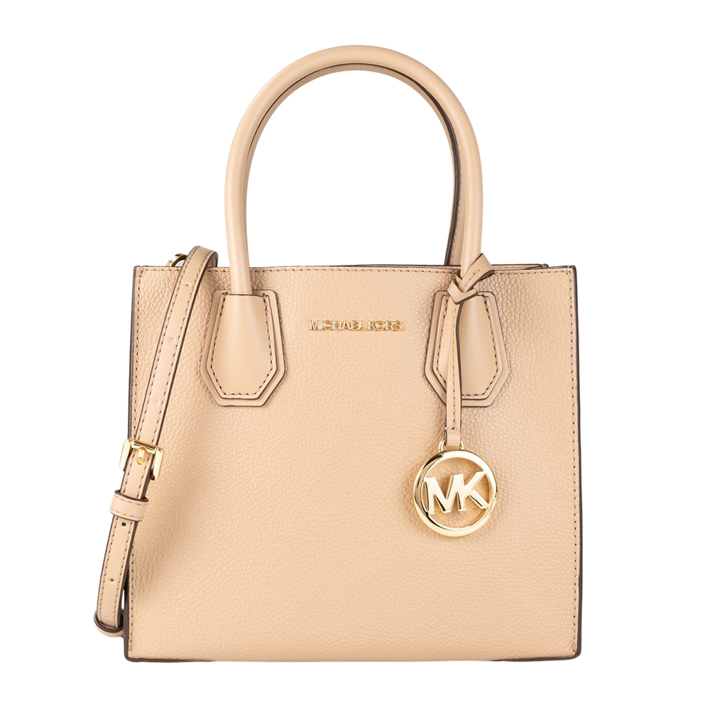 Michael Kors MERCER金字滿版LOGO手提斜背琴譜包(奶油色)