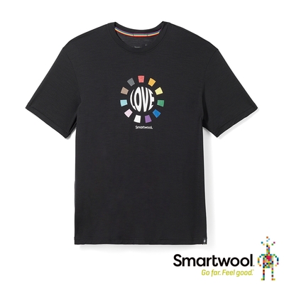 官方直營 Smartwool 塗鴉運動型超輕短Tee/LOVE 黑色 美麗諾羊毛衣 保暖衣 吸濕排汗 短袖上衣