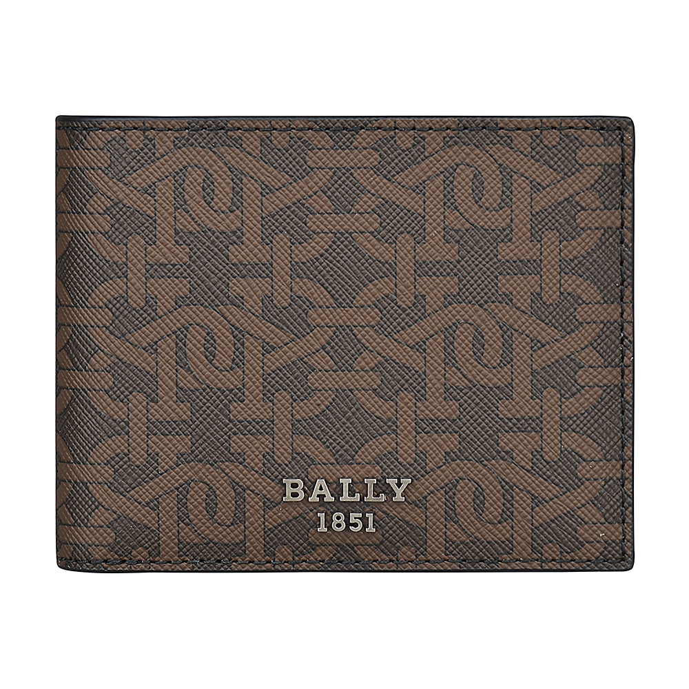 BALLY Bevye銀字LOGO印花TPU 6卡對折短夾(棕)