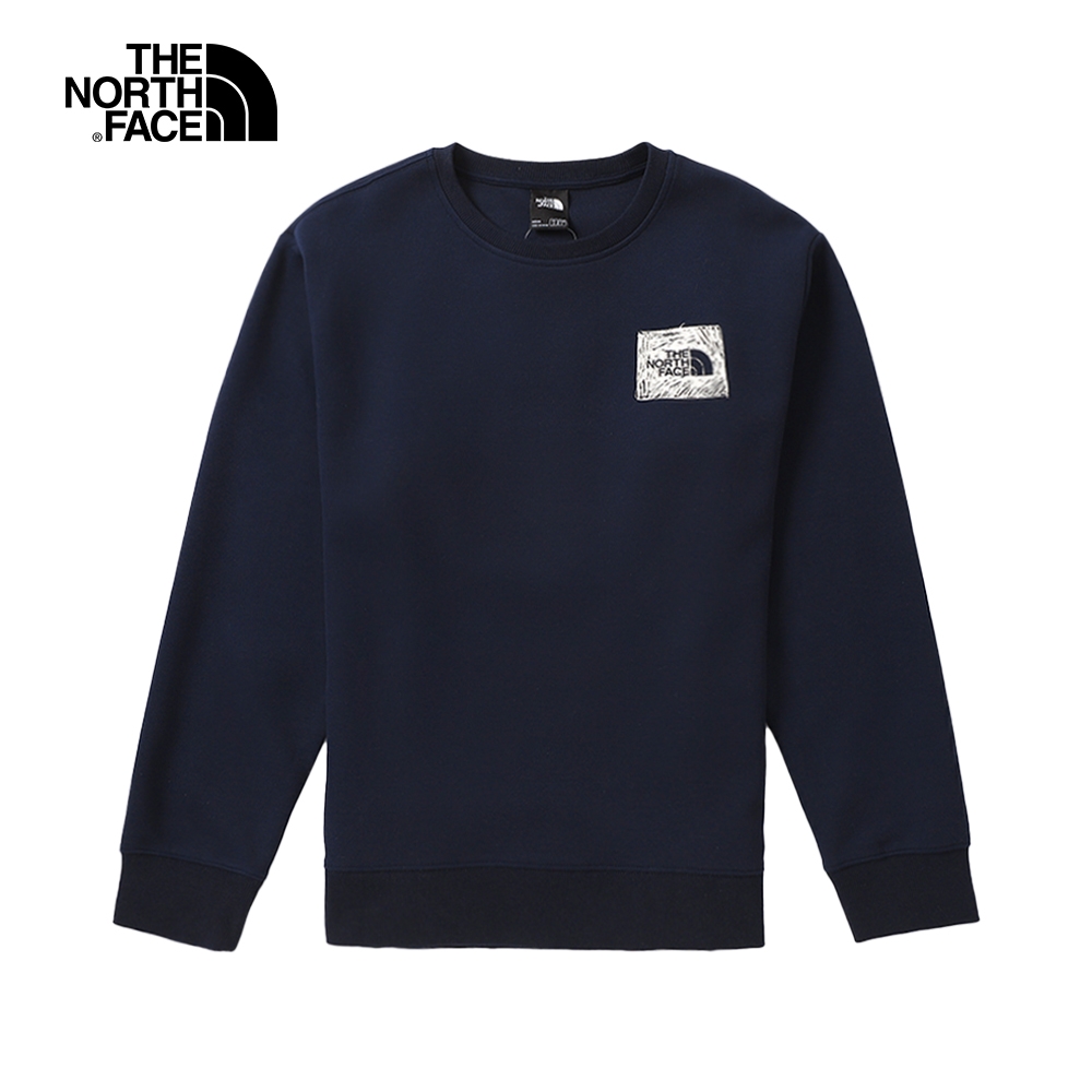 The North Face M LOGO PLAY CREW 男LOGO印花大學T-藍-NF0A5K1DRG1