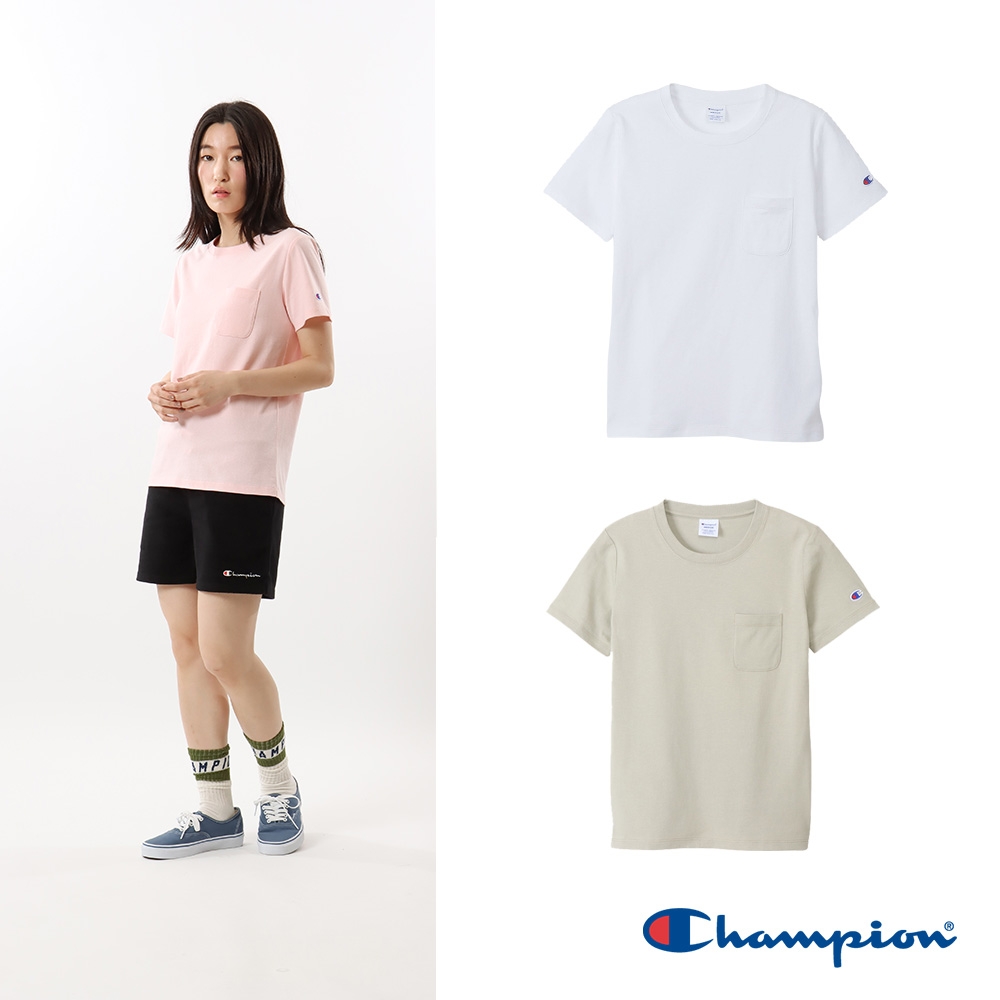Champion-素色口袋短袖T恤-女(2色) (M)