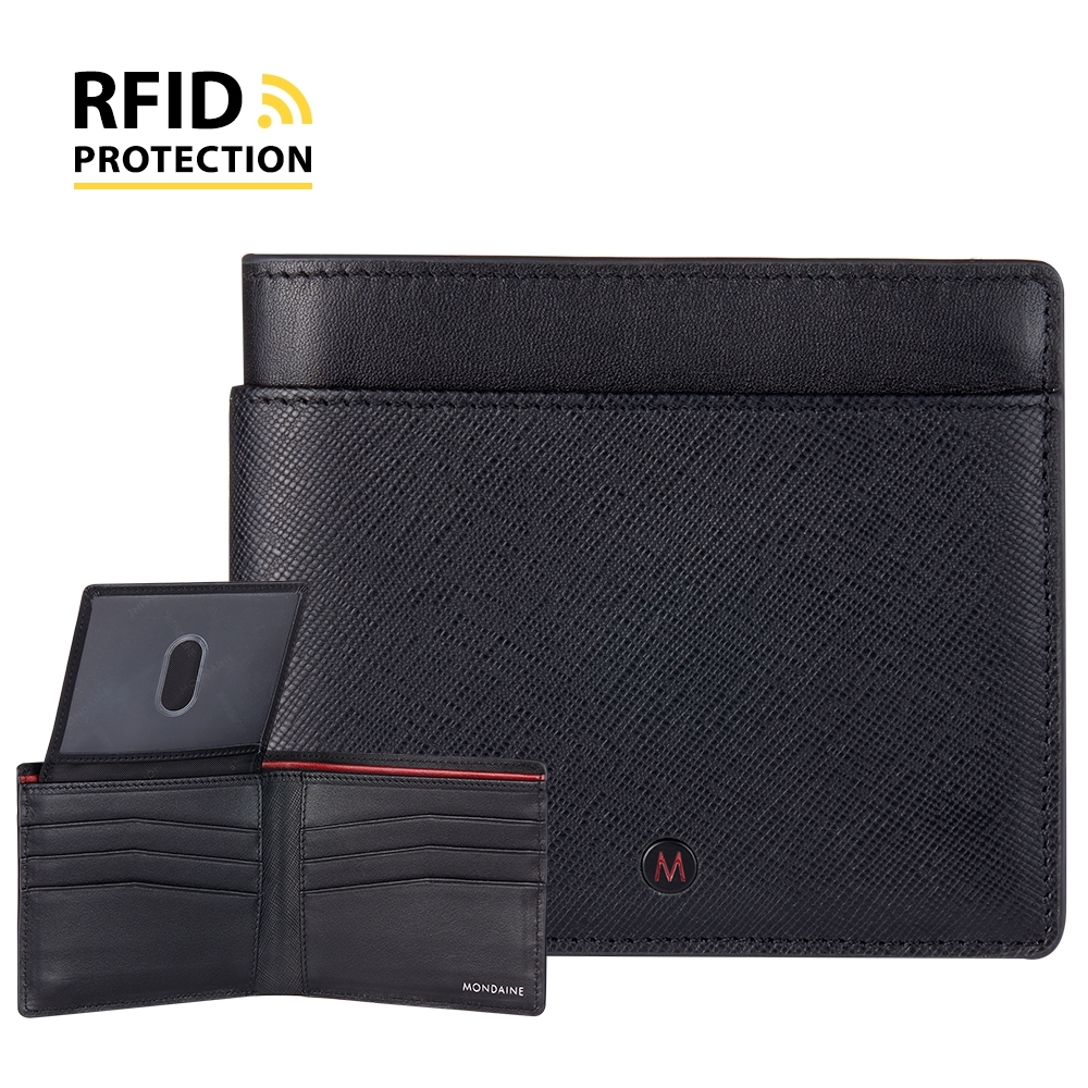 MONDAINE 瑞士國鐵 蘇黎世系列RFID防盜 ID視窗8卡短夾 - 十字紋