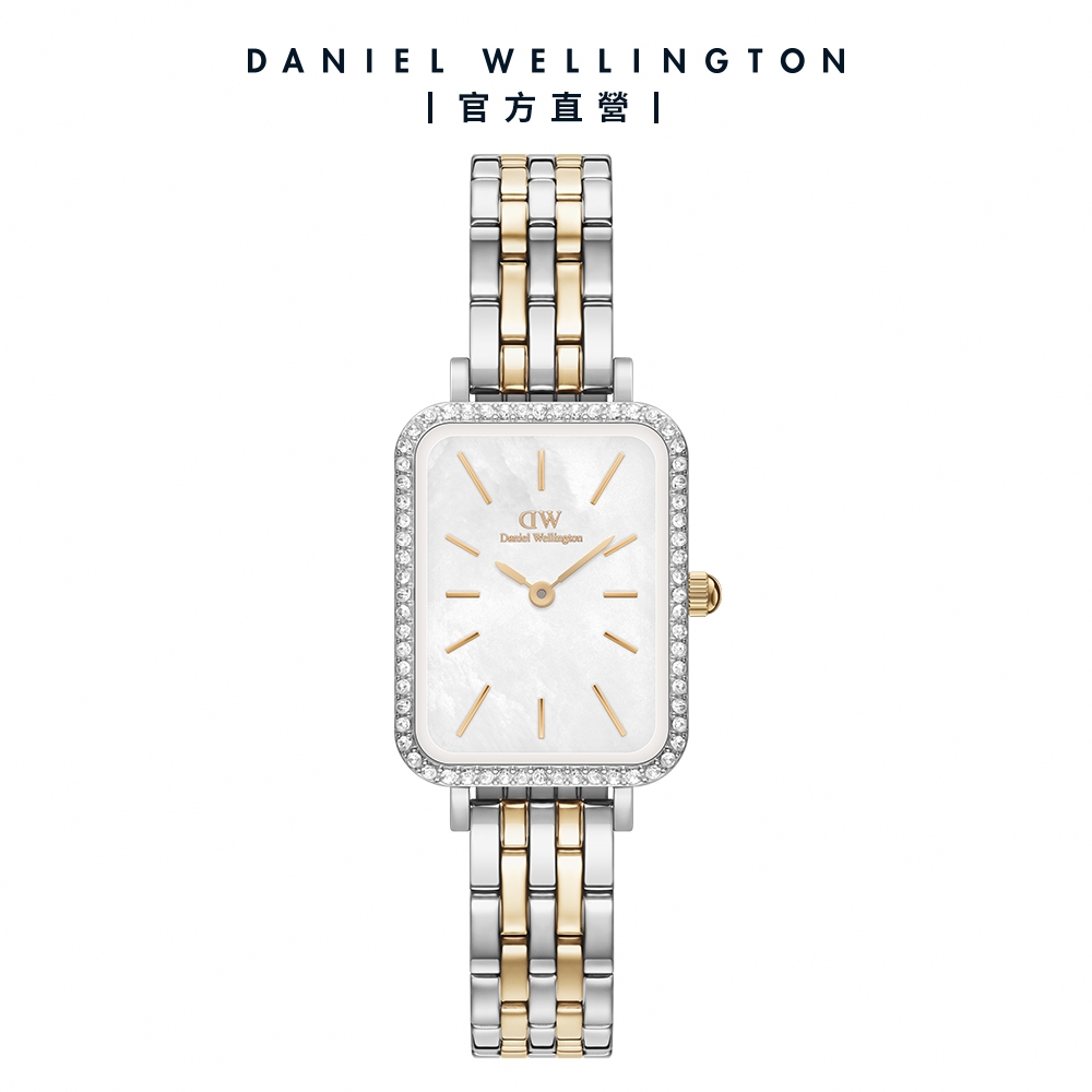 Daniel Wellington DW 手錶 Quadro Lumine Bezel 28mm 星環珠寶式鎏金錶-兩色任選(DW00100671)