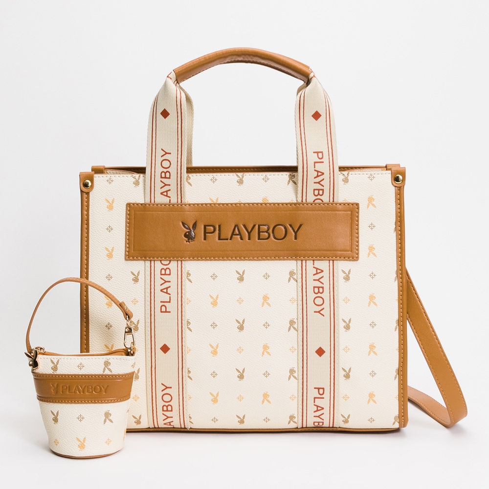 PLAYBOY - 方形手提包附長背帶 Dynamic系列 - 米色