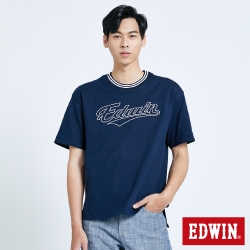 EDWIN 復古厚磅 寬版短袖T恤-男-丈青