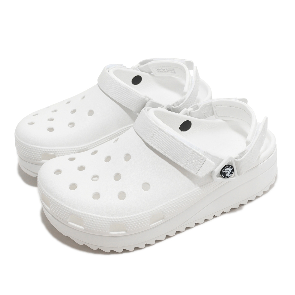 Crocs 涼拖鞋 Classic Hiker Clog 男鞋 女鞋 經典白 全白 厚底 戶外 鋸齒底 洞洞鞋 206772143