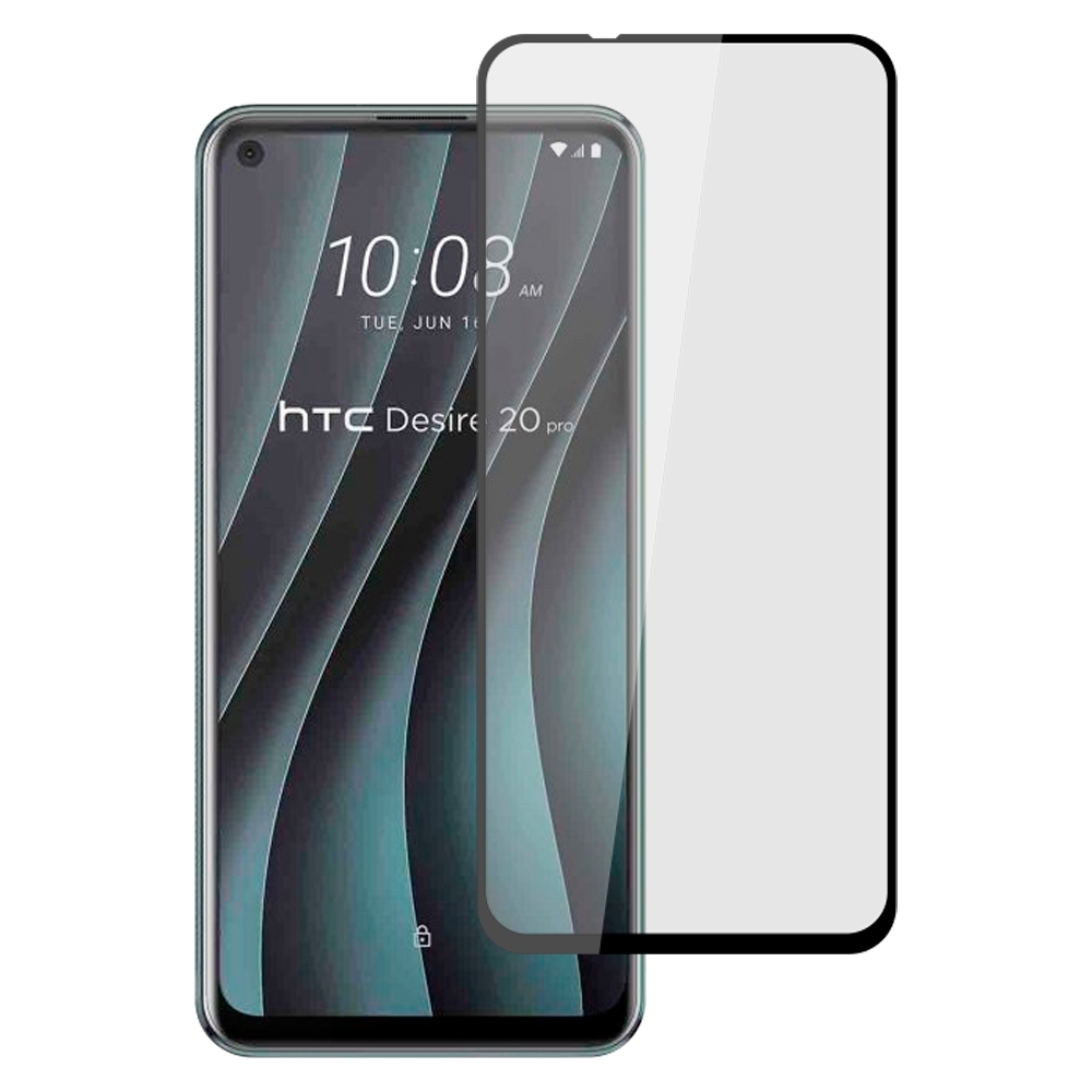 【Ayss】HTC Desire 20 pro/6.5吋/2020/平面滿版全膠/玻璃鋼化保護貼膜/四邊弧邊-黑