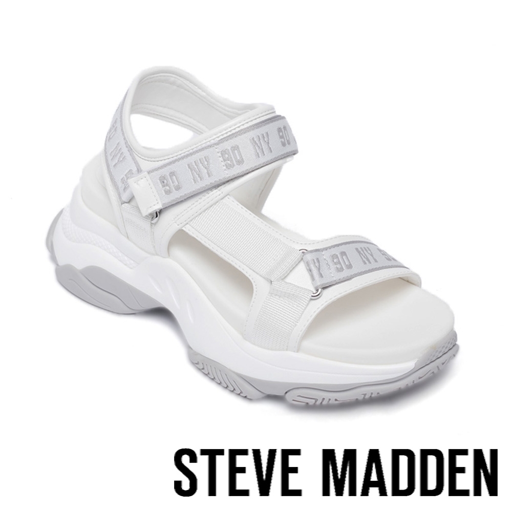 STEVE MADDEN-MAGNITUDE 前衛粗帶舒適氣墊涼鞋-白色