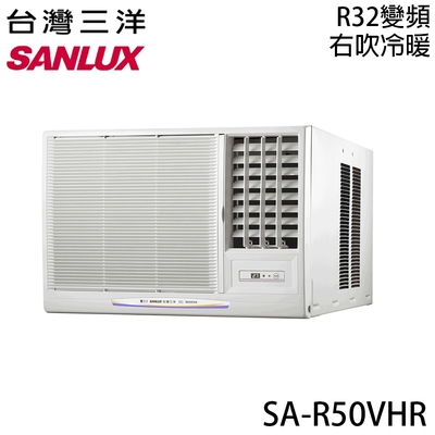 【SANLUX三洋】7-8坪 一級能效R32變頻窗型右吹冷暖冷氣 SA-R50VHR