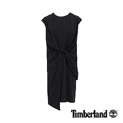 Timberland 女款黑色無袖扭結設計連衣裙|B3404