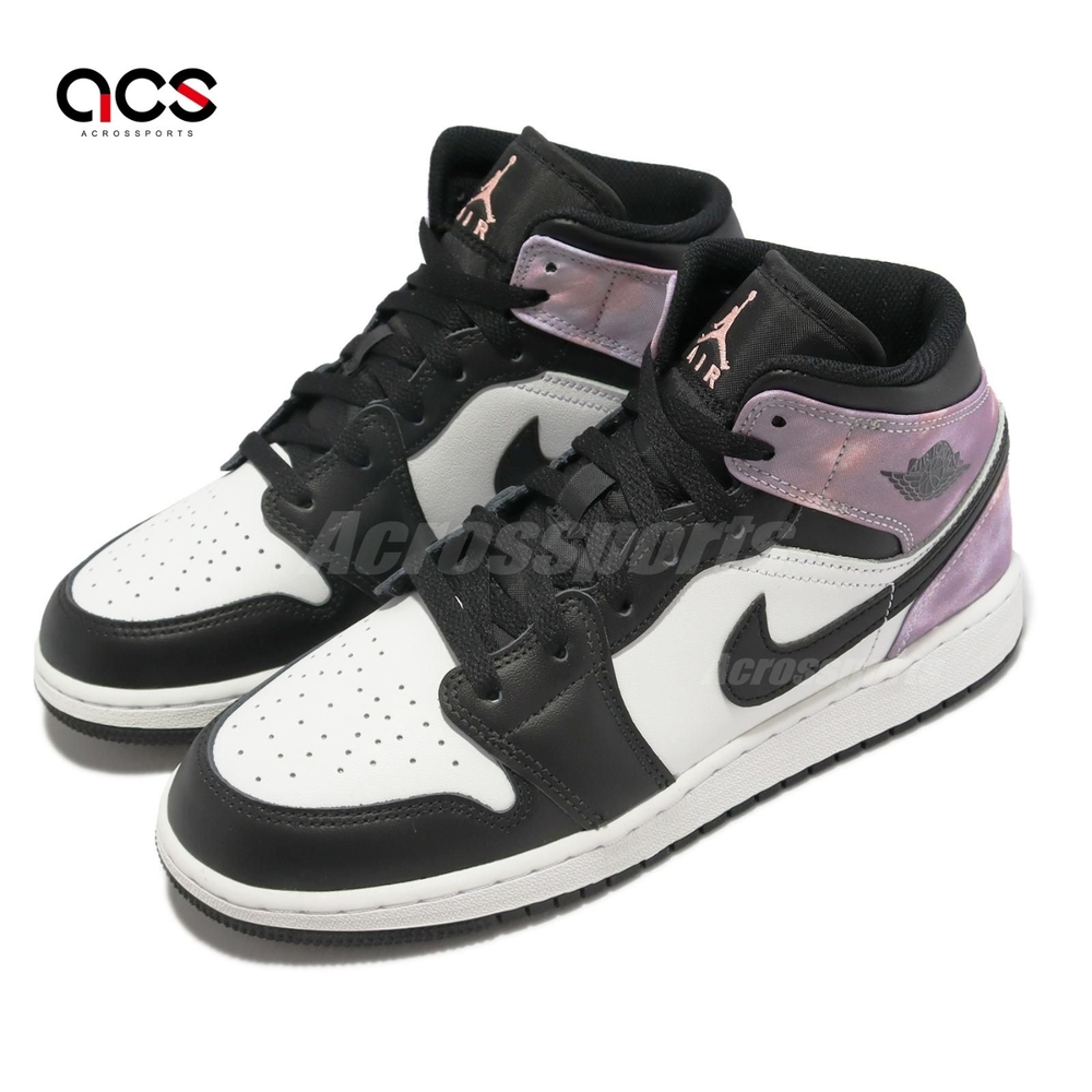 Nike 休閒鞋Air Jordan 1 Mid SE GS 大童女鞋黑紫渲染AJ1 高筒喬丹