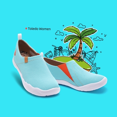 uin 西班牙原創設計 女鞋 帆布鞋 懶人鞋 托萊多素色淺藍休閒鞋W0101047