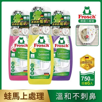 Frosch 德國小綠蛙 植萃馬桶清潔劑750ml 6入 (神奇檸檬/薰衣草/覆盆子醋)