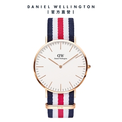 Daniel Wellington DW 手錶 Classic Canterbury 40mm細紋藍白紅織紋錶 DW00100002