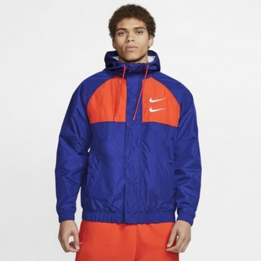 NIKE M NSW SWOOSH JKT HD WVN 男 連帽外套 藍橘-CJ4889455