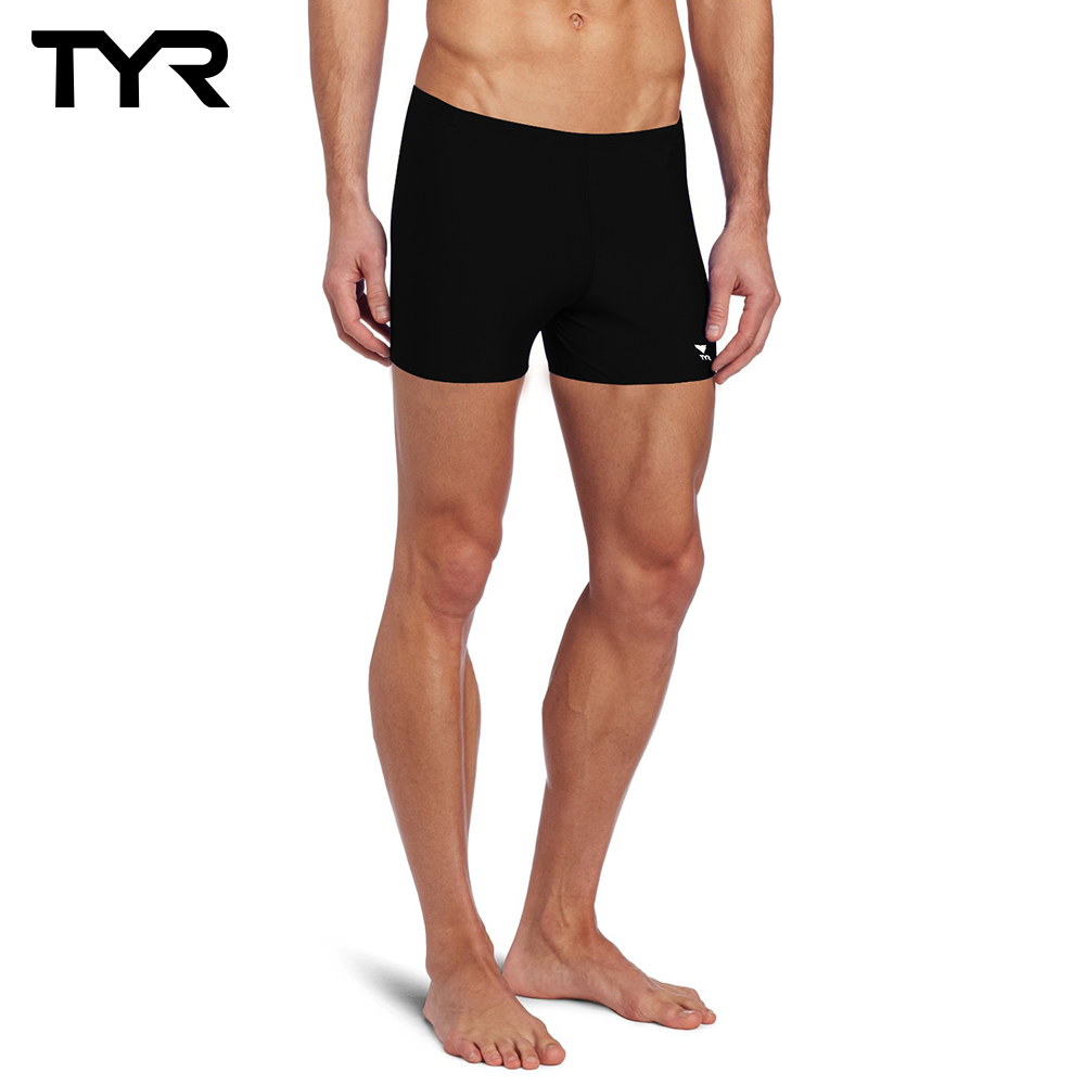 美國TYR 男用四角黑色訓練款泳褲 Solid Boxer Trunk