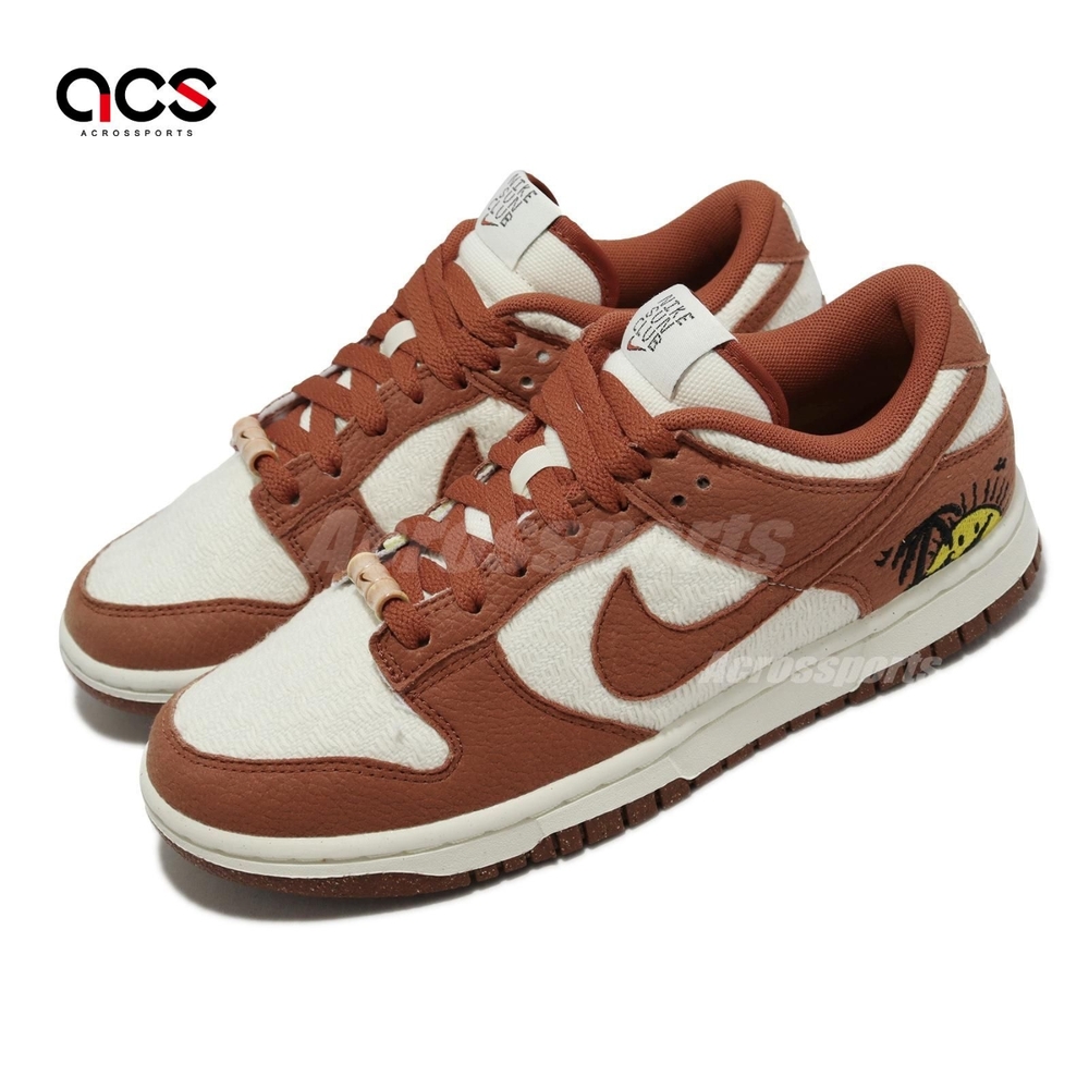 Nike 休閒鞋Wmns Dunk Low SE 女鞋白棕夕陽笑臉椰子樹Sun Club DR5475