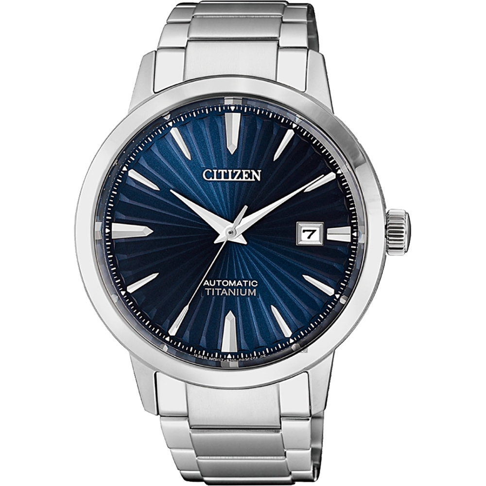 CITIZEN 星辰 鈦 自動上鍊機械手錶-藍x銀/40.5mm(NJ2180-89L)