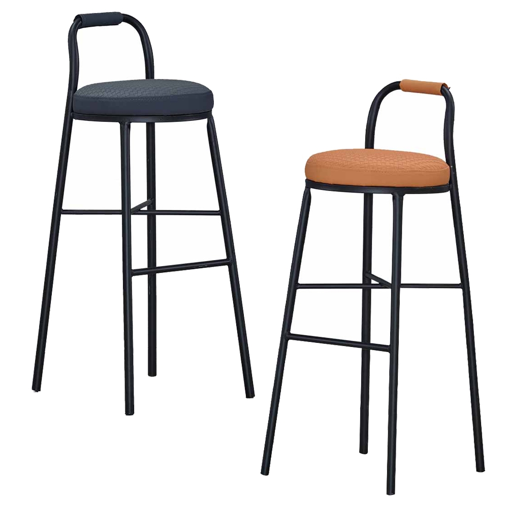 Boden-歐尼德工業風皮革吧台椅/高腳椅/單椅(兩入組合-兩色可選)-40x41x92cm