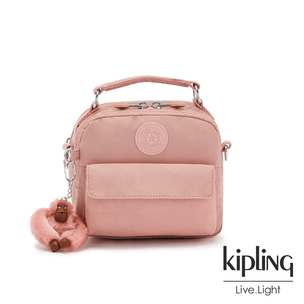 Kipling 玫瑰石英粉拉鍊兩用側背後背包-PUCK