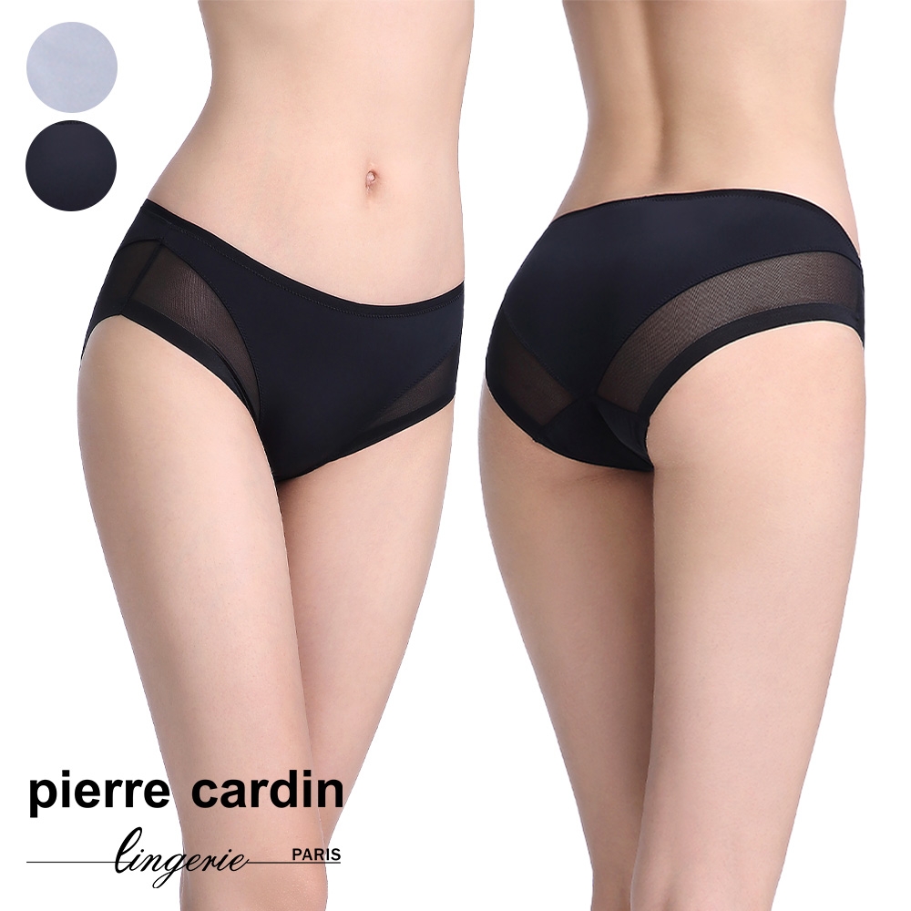 【pierre cardin 皮爾卡登女性內衣】絲滑透膚剪接平口褲-淺灰