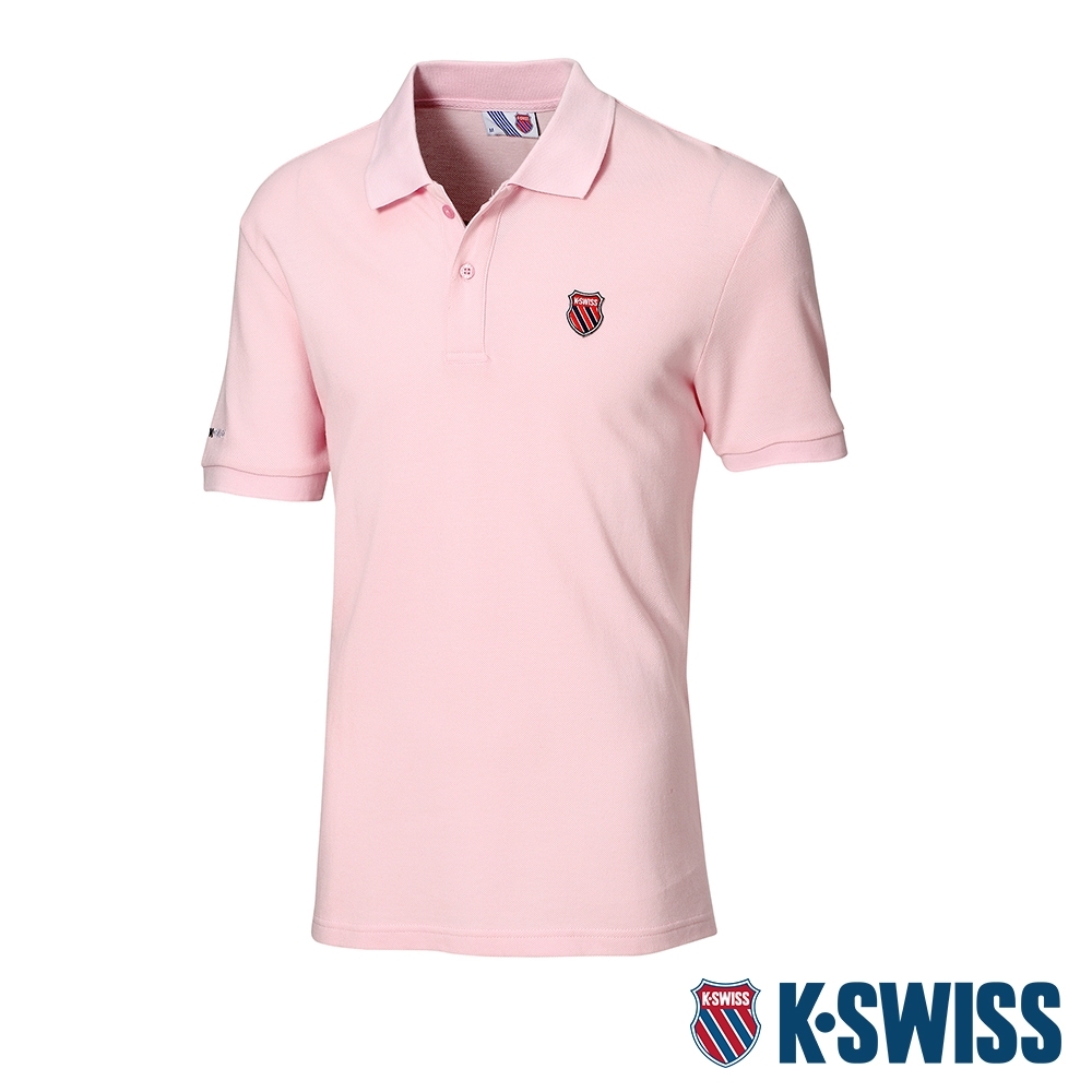K-SWISS Heritage Logo Patch短袖POLO衫-男-粉紅