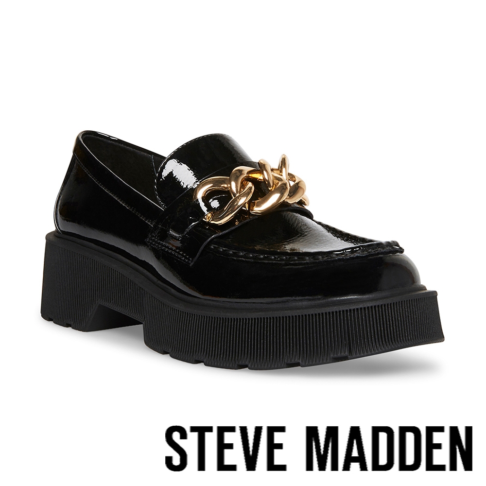 STEVE MADDEN-MEADOW 金飾扣厚底樂福鞋-黑色